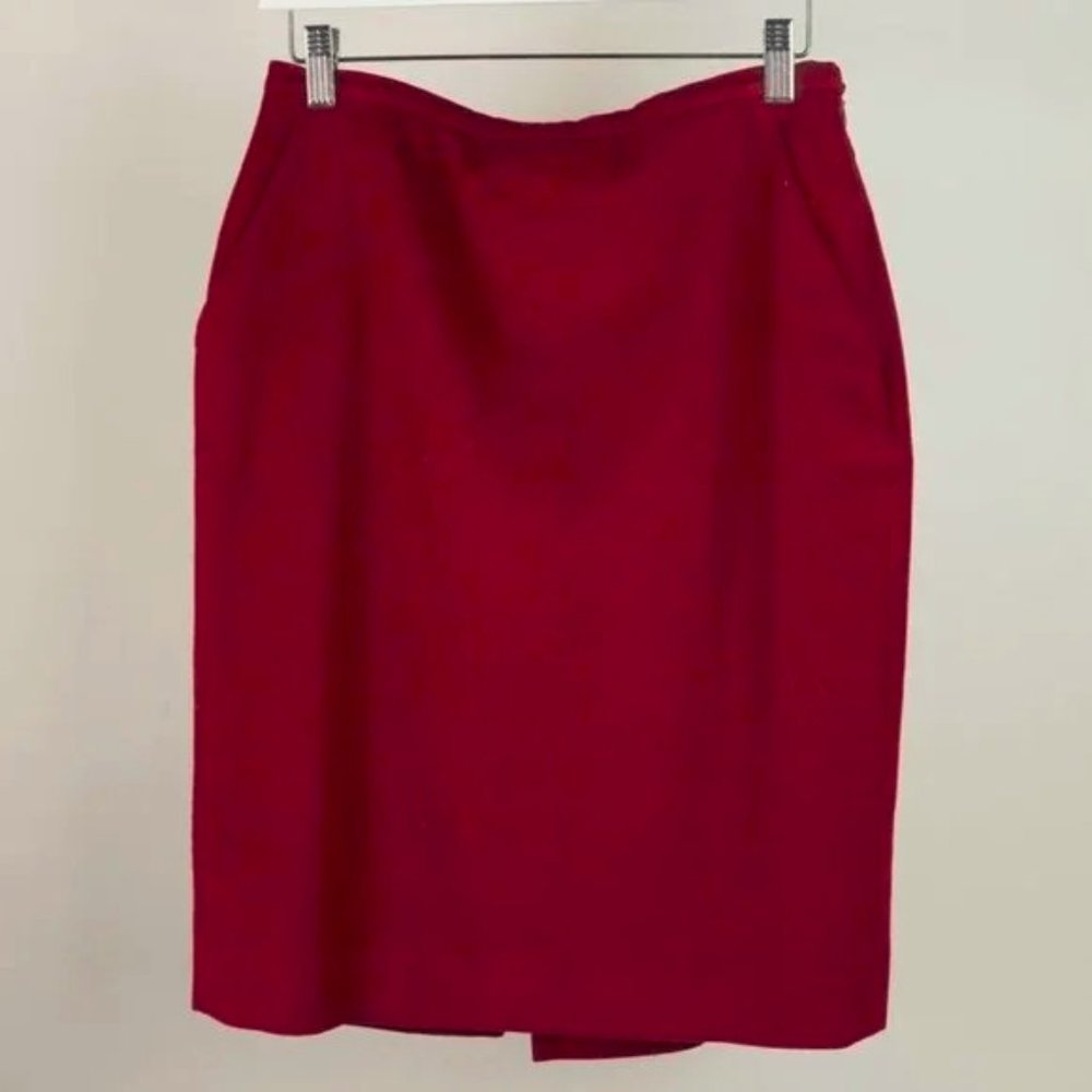 Max Mara Red Wool Pencil Skirt